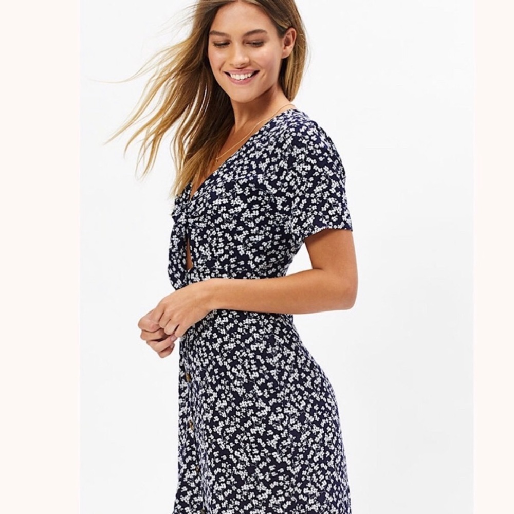 Lottie Moss Button Down Floral Tie Front Dress